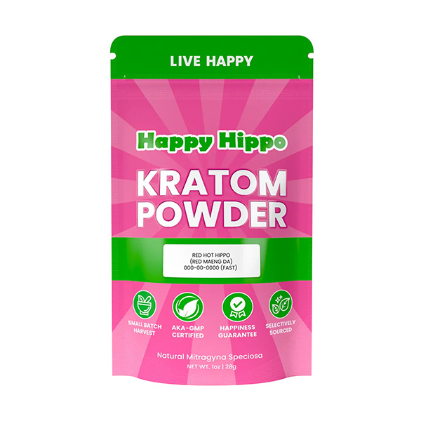Happy Hippo Red Vein Maeng Da Kratom Powder