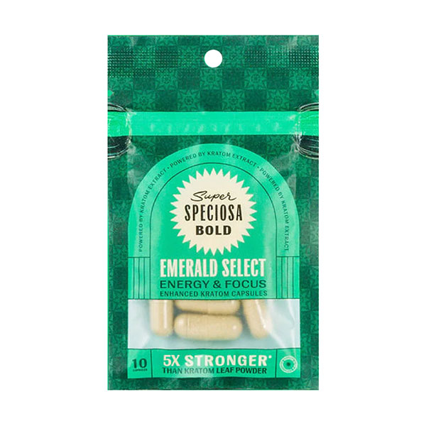 Super Speciosa Emerald Select Enhanced Kratom Capsules | (10ct) 350mg